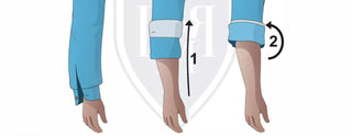 Step-by-step illustration of how to roll up shirt sleeves neatly