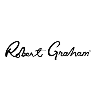 Robert Graham black script logo on white background, men's fashion brand logo