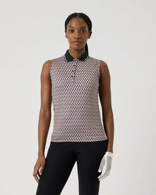 Daily Sports - Abstract Wave Geometric Sleeveless Polo Shirt