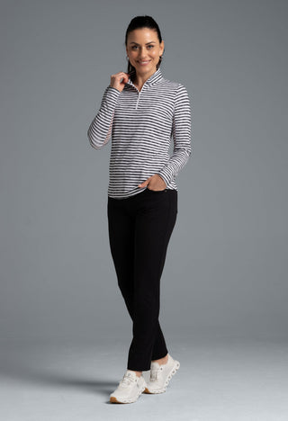 Ibkül - Landon Stripe II Print Long Sleeve Mock Neck Top – 10164