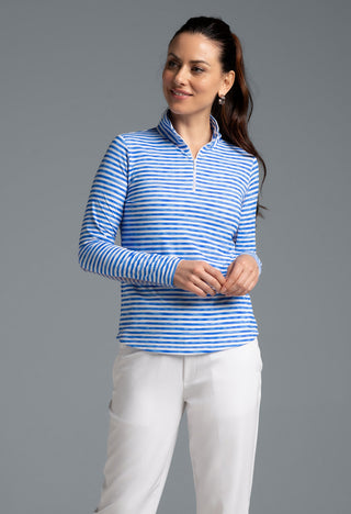 Ibkül - Landon Stripe II Print Long Sleeve Mock Neck Top – 10164