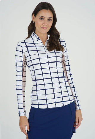 Ibkül - Cordova Print Long Sleeve Mock Neck Top – 10495