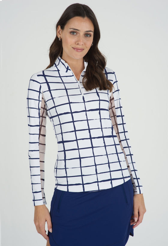 Ibkül - Cordova Print Long Sleeve Mock Neck Top – 10495