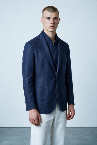 Emanuel Berg - Alberto - Veston de laine et cachemire D-Constructed - Dark Blue