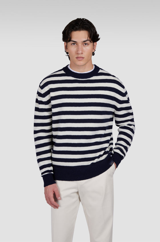 Paul & Shark - Chandail rayé col rond de laine Re-Wool