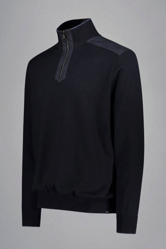 Paul & Shark - Chandail col zip de laine avec appliqués Loro Piana Rain System©