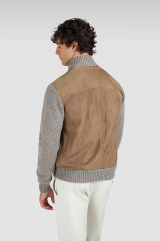 Paul & Shark - Suede cardigan with wool and cashmere knitwear