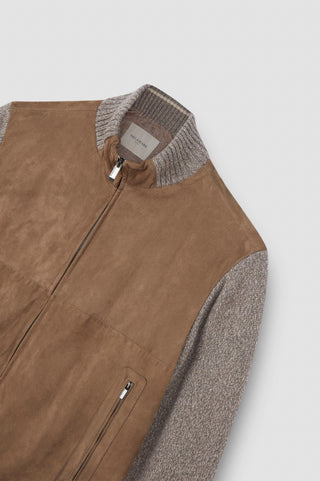 Paul & Shark - Suede cardigan with wool and cashmere knitwear