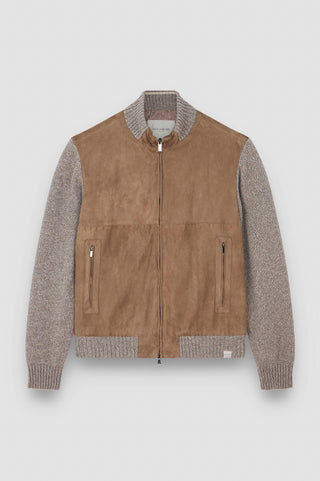 Paul & Shark - Suede cardigan with wool and cashmere knitwear