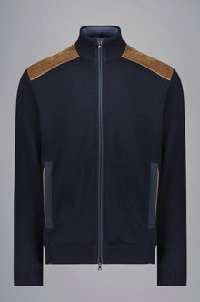  Paul & Shark - Cardigan de laine avec appliqués de velours cordé