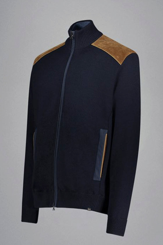 Paul & Shark - Cardigan de laine avec appliqués de velours cordé