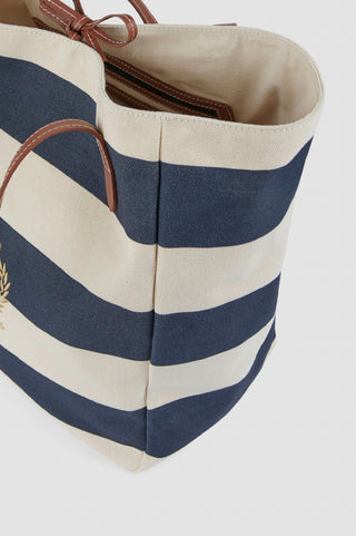 Paul & Shark - Striped cotton canvas beach bag
