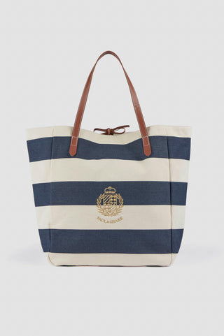 Paul & Shark - Striped cotton canvas beach bag