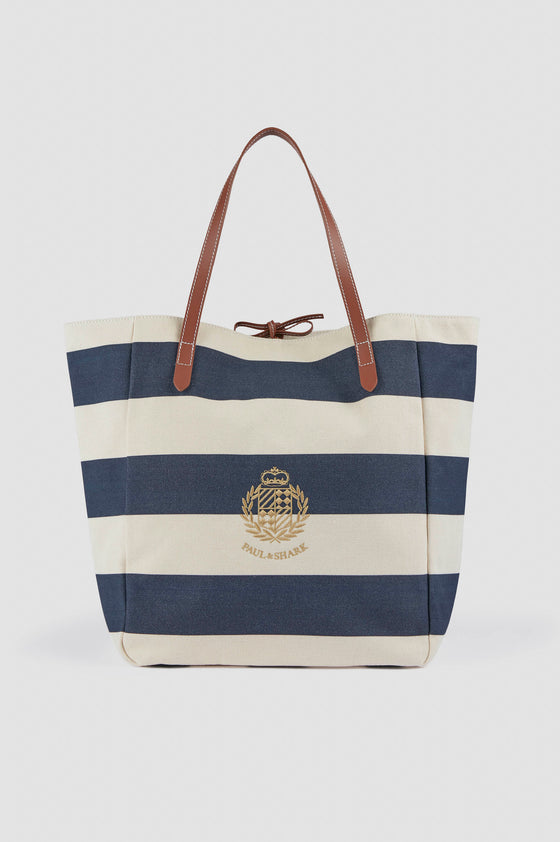 Paul & Shark - Sac de plage rayé de canvas de coton