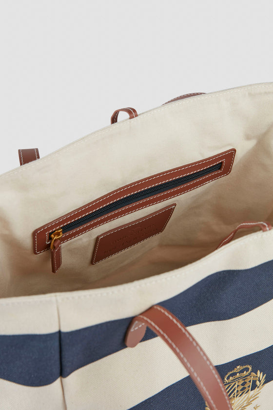 Paul & Shark - Sac de plage rayé de canvas de coton