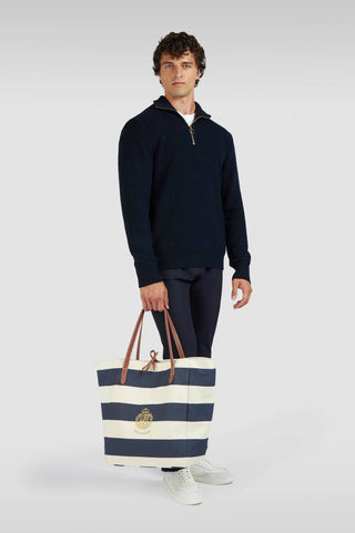 Paul & Shark - Striped cotton canvas beach bag