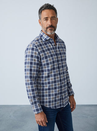 Emanuel Berg - Byron - Chemise manches longues à carreaux Albini 4Flex - Modern Fit - Medium Blue
