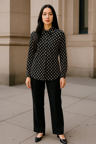 VLT's by Valentina's - 24-518 - Long sleeve patterned viscose blouse