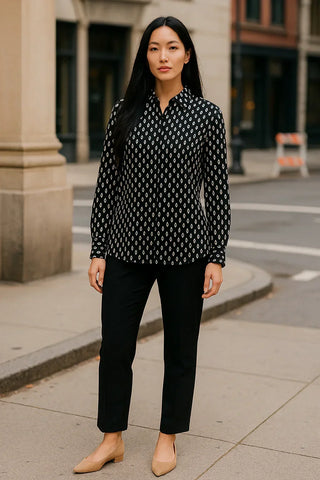 VLT's by Valentina's - 24-518 - Long sleeve patterned viscose blouse