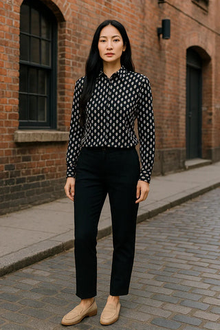 VLT's by Valentina's - 24-518 - Long sleeve patterned viscose blouse