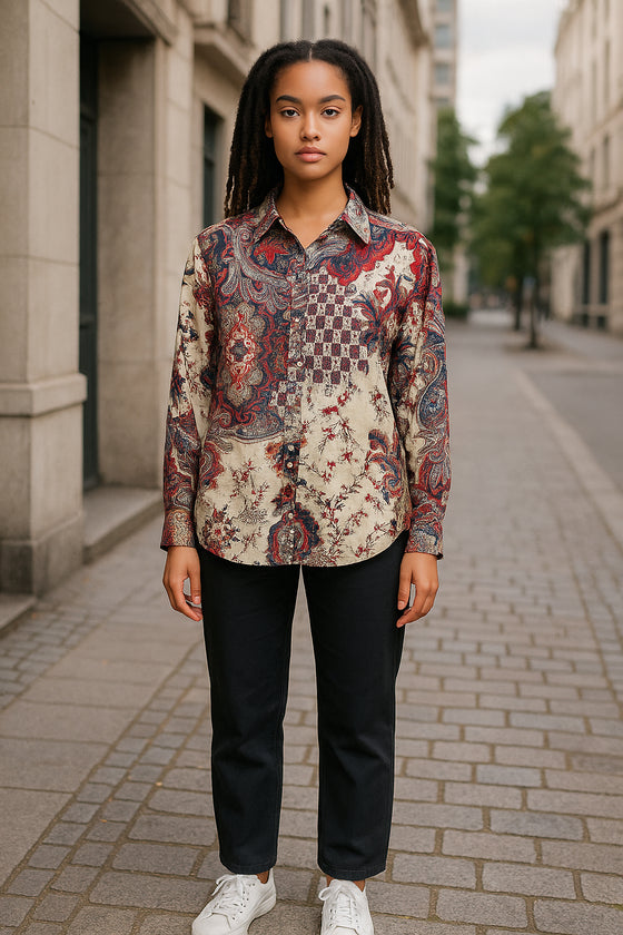 VLT's by Valentina's - 24-614 - Blouse à motif paisley manches longues de viscose