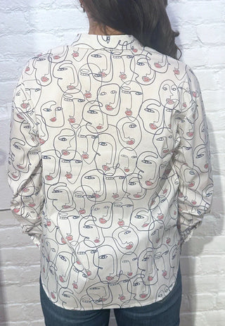 VLT's by Valentina's - 24-67 - Blouse manches longues de coton ave motif visages
