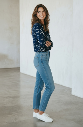VLT's by Valentina's - 25-130 - Long-sleeve polka dot viscose blouse