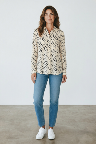 VLT's by Valentina's - 25-130 - Long-sleeve polka dot viscose blouse