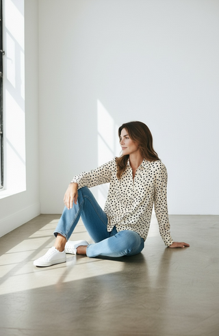VLT's by Valentina's - 25-130 - Long-sleeve polka dot viscose blouse