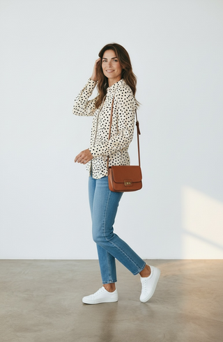 VLT's by Valentina's - 25-130 - Long-sleeve polka dot viscose blouse