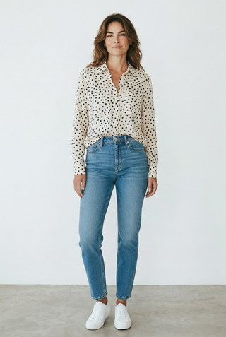 VLT's by Valentina's - 25-130 - Long-sleeve polka dot viscose blouse