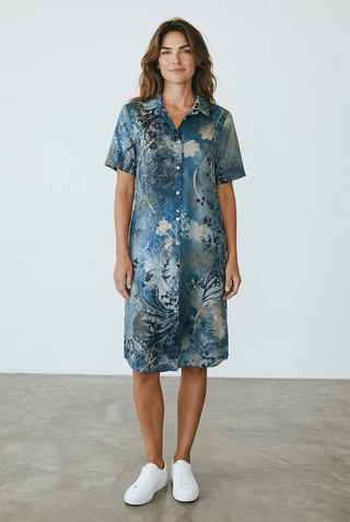 VLT's by Valentina's - 25-311 - Long cotton dress with leaf pattern