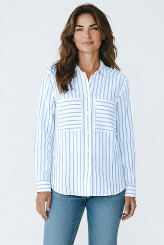 VLT's by Valentina's - 25-44M - Striped long-sleeve blouse made of linen and cotton