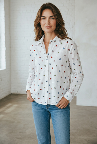 VLT's by Valentina's - 25-46 - Cotton long-sleeve blouse with ladybug print