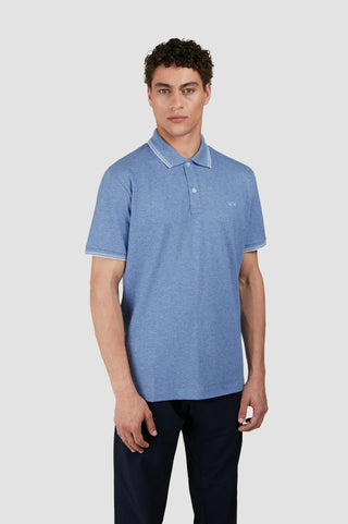 Paul & Shark - Short-sleeved cotton pique polo shirt with striped collar
