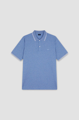 Paul & Shark - Short-sleeved cotton pique polo shirt with striped collar