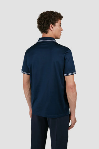 Paul & Shark - Short-sleeved double mercerized cotton polo shirt with striped collar