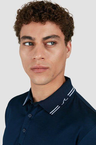 Paul & Shark - Short-sleeved double mercerized cotton polo shirt with striped collar