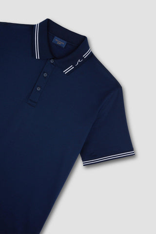 Paul & Shark - Short-sleeved double mercerized cotton polo shirt with striped collar