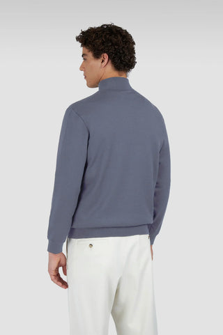 Paul & Shark - Summer wool zip collar sweater with Alcantara®