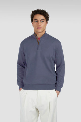 Paul & Shark - Summer wool zip collar sweater with Alcantara®