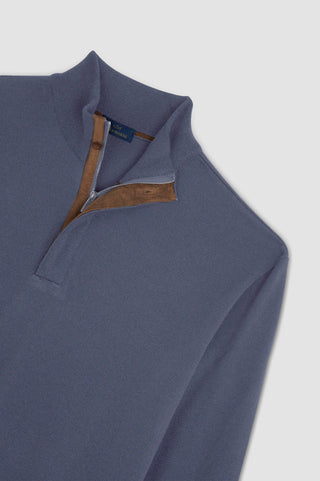 Paul & Shark - Summer wool zip collar sweater with Alcantara®