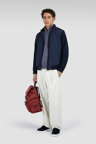 Paul & Shark - Summer wool zip collar sweater with Alcantara®