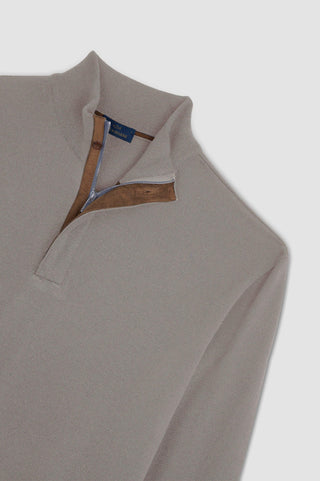 Paul & Shark - Summer wool zip collar sweater with Alcantara®