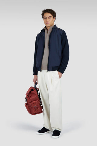 Paul & Shark - Summer wool zip collar sweater with Alcantara®