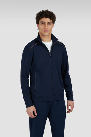 Paul & Shark - Stretch Cardigan Typhoon Platinum with Alcantara