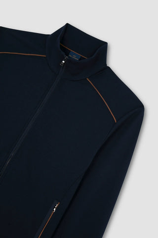 Paul & Shark - Stretch Cardigan Typhoon Platinum with Alcantara