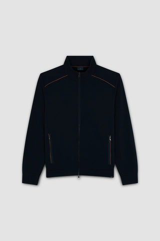 Paul & Shark - Stretch Cardigan Typhoon Platinum with Alcantara