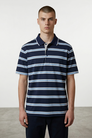 Paul & Shark - Striped short-sleeve polo shirt made of double mercerized cotton