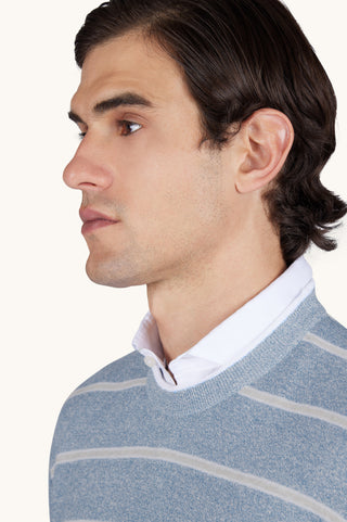 Paul & Shark - Chandail rayé col rond de lin et coton Urukai